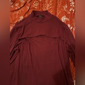 Forever 21 Maroon Ribbed Top with Cut out